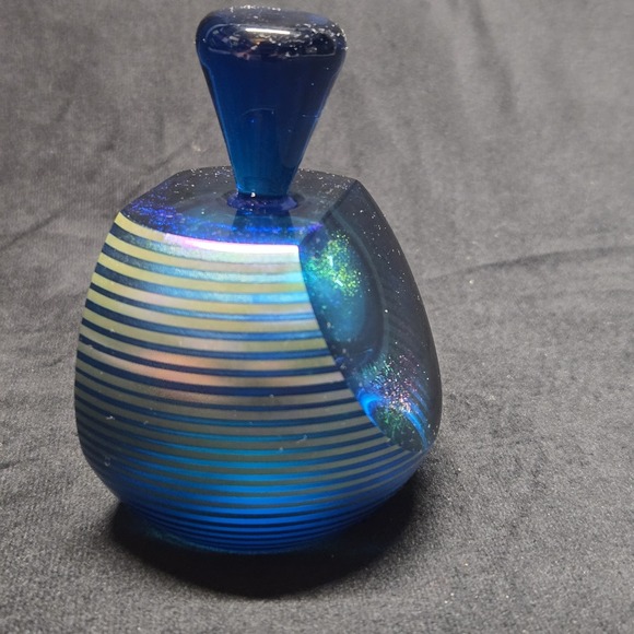 Correia Art Glass Perfume Bottle 1985 Signed LE 78/200 Cobalt Dichroic VTG - Picture 5 of 16